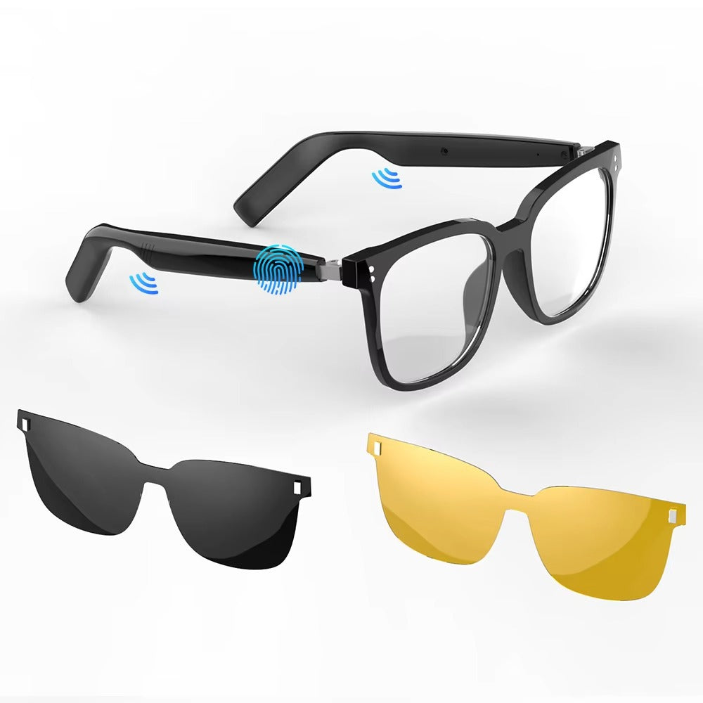 Airmars SG19 Pro Smart Sunglasses Bluetooth 5.4 Headset With 2 Magnetic Clip On Sunglasses Polarized Lens Night Driving