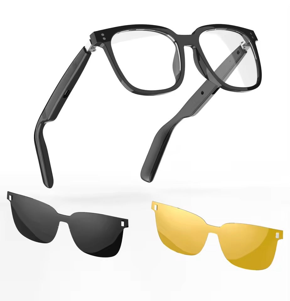 Airmars SG19 Pro Smart Sunglasses Bluetooth 5.4 Headset With 2 Magnetic Clip On Sunglasses Polarized Lens Night Driving