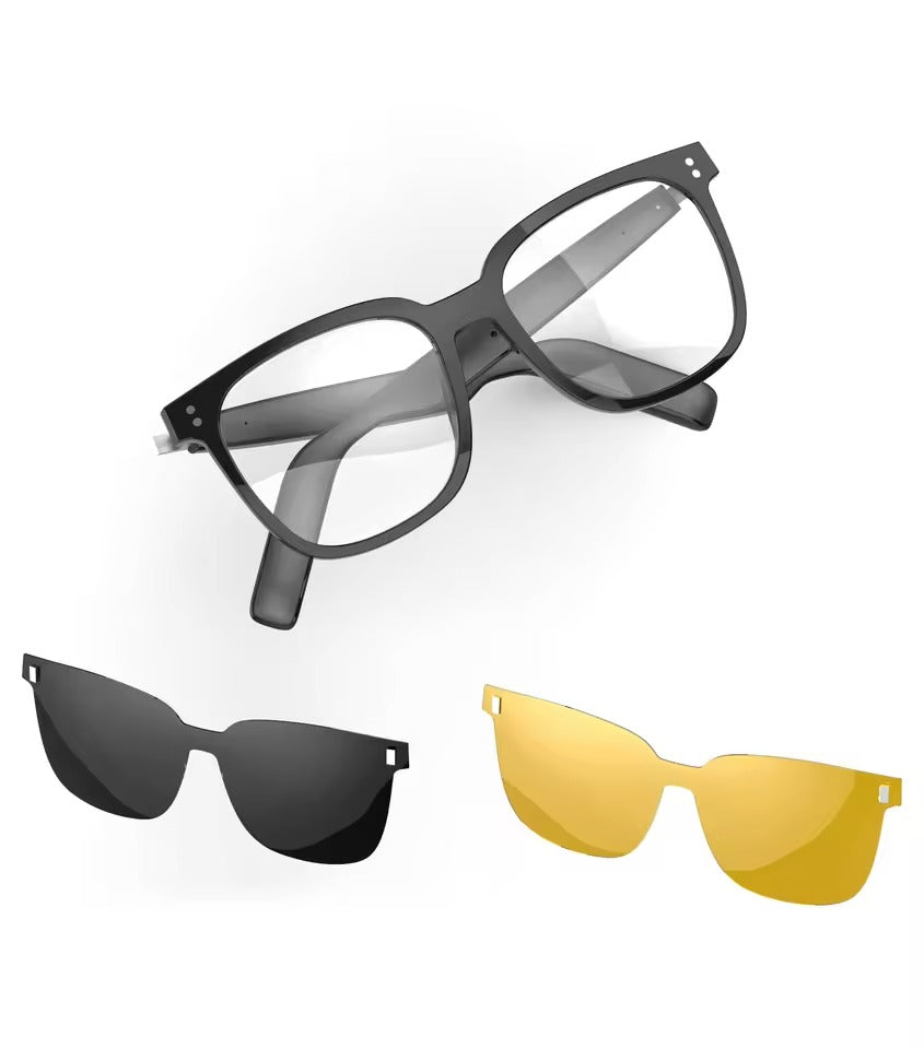 Airmars SG19 Pro Smart Sunglasses Bluetooth 5.4 Headset With 2 Magnetic Clip On Sunglasses Polarized Lens Night Driving